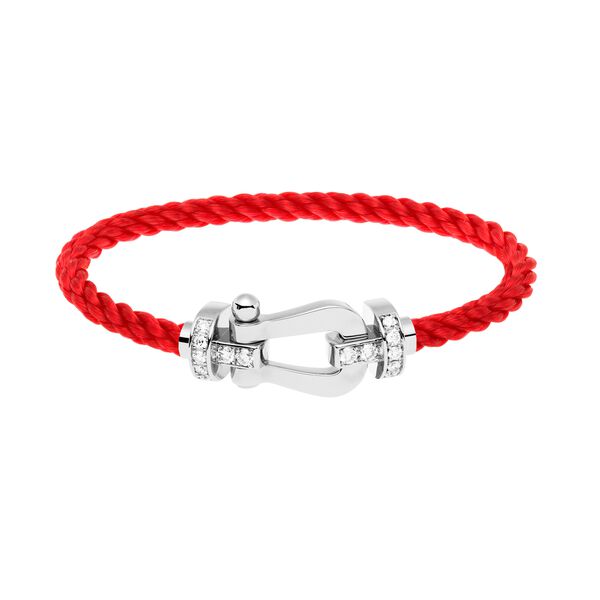 Force 10 Large White Gold and Diamond Pav&eacute; Cable Bracelet